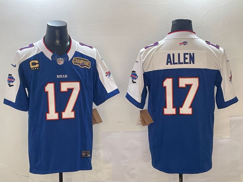 Men Buffalo Bills 17 Allen Blue Thanksgiving three generations 2024 Nike Limited NFL Jersey style 2